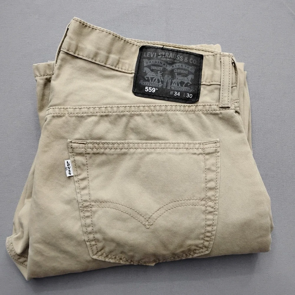 Levis 541 Athletic Fit Khaki Tan Chino Pants Mens W34‎ L30 Cotton Twill